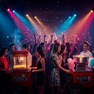 Foto Carrinho Pipoca e Carrinho de Algodao Doce Vermelho