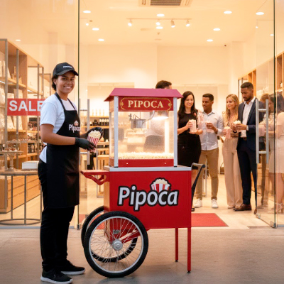 Foto Carrinho de Pipoca de Cinema Vermelho