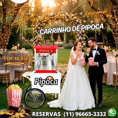 Foto Carrinho de Pipoca de Cinema Branco