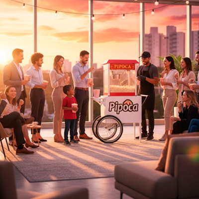 Foto Carrinho de Pipoca de Cinema Branco