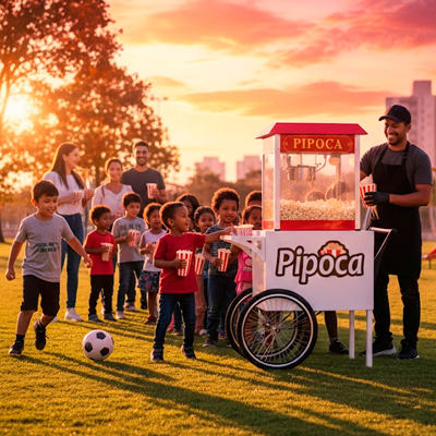 Foto Carrinho de Pipoca de Cinema Branco