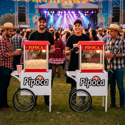 Foto Carrinho de Pipoca de Cinema Branco