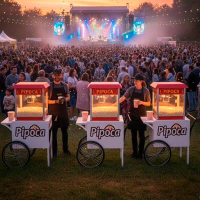 Foto Carrinho de Pipoca de Cinema Branco