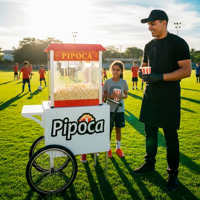 Foto Carrinho de Pipoca de Cinema Branco