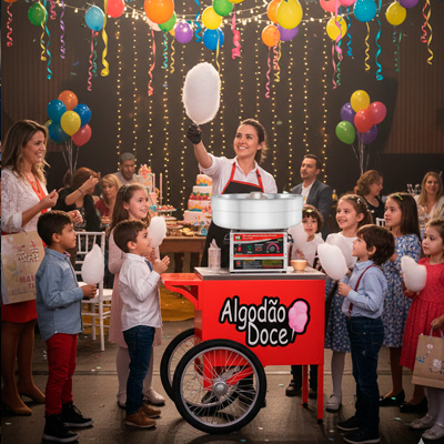 Foto Carrinho de Algodao Doce Vermelho